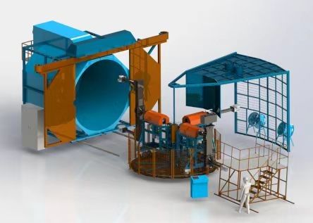 কেনা Three Arm Tower Rotomolding Equipment Automatic PLC Controlled Rotary Plastic Forming অনলাইনে উৎপাদন